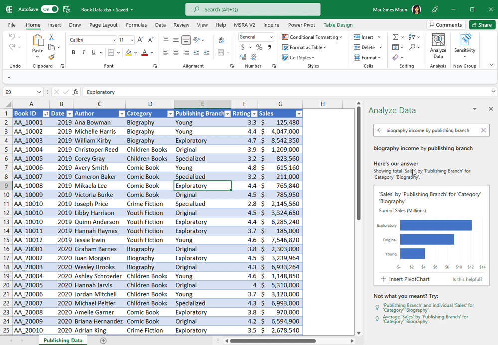 Analyze Data trong Excel