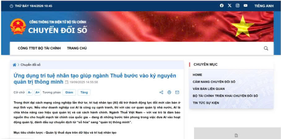 AI đang được ngành Thuế Việt Nam ứng dụng để kiểm tra và quản lý dữ liệu doanh nghiệp